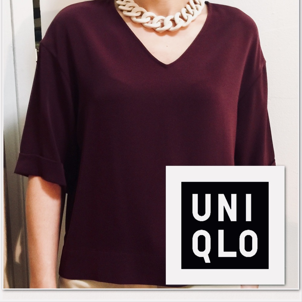 UNIQLO Plum Drape Blouse, Short-Sleeve